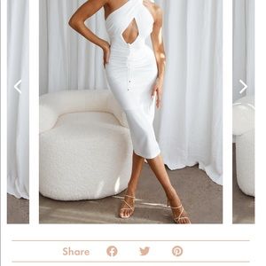 Selfie Leslie midi White Dress Halterneck Drawstring Ciao Bella